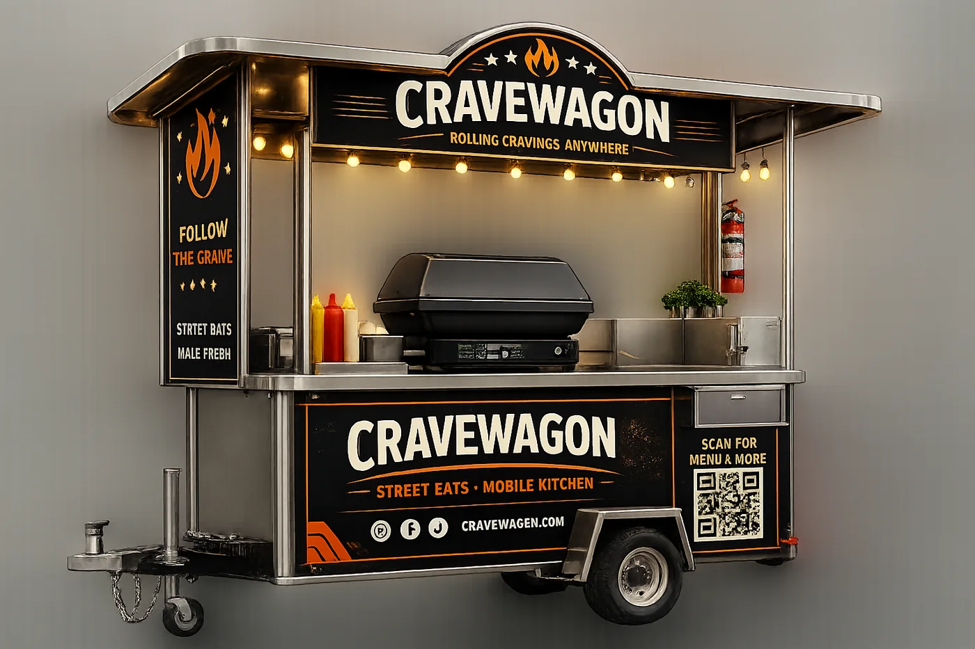 Crave Wagon cart, three-quarter view
