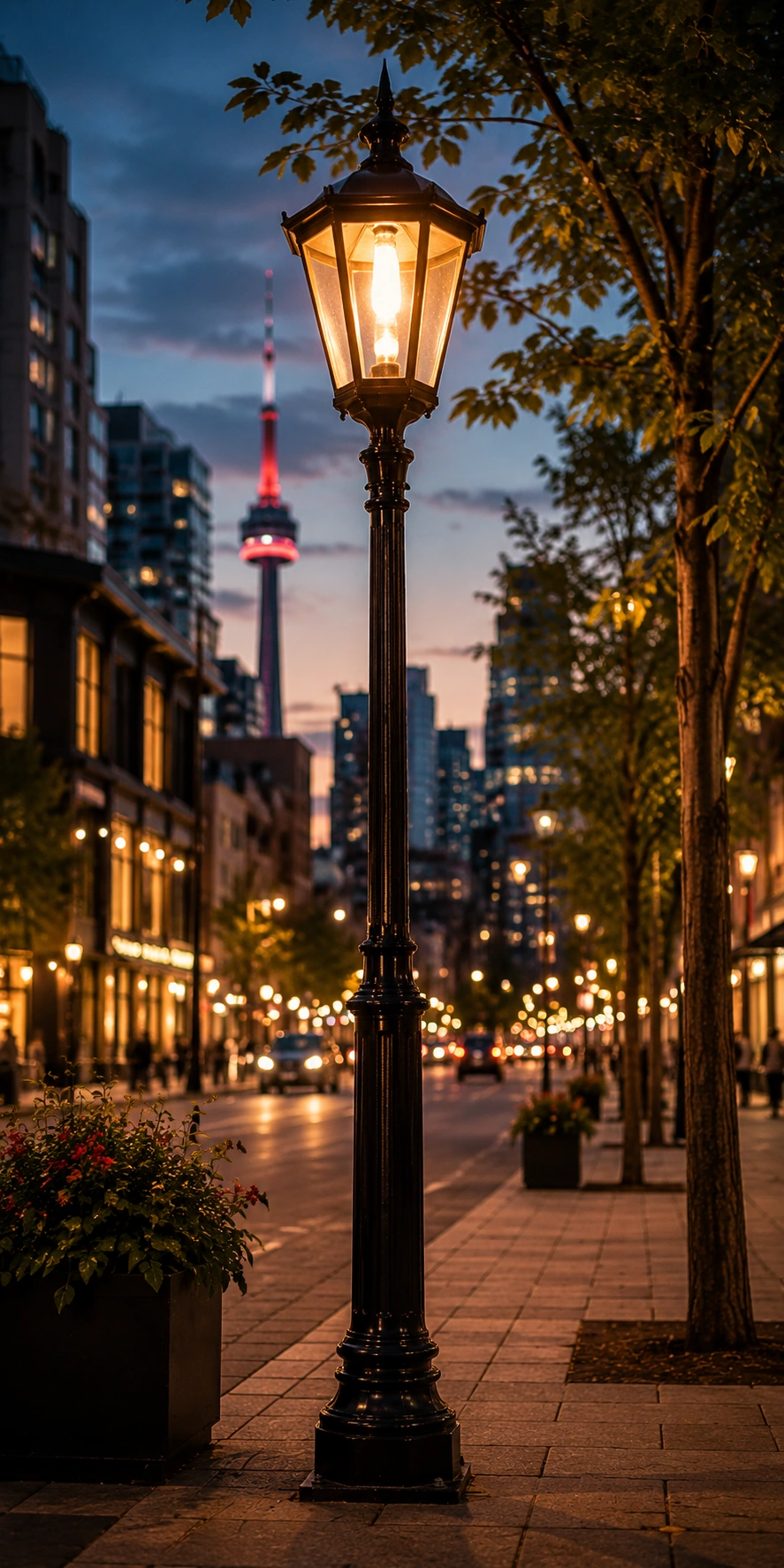 Warm street lighting illustration